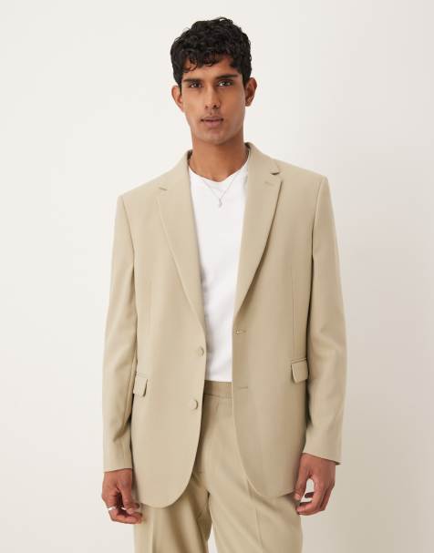 ASOS DESIGN relaxed longline suit jacket in stone - view 1