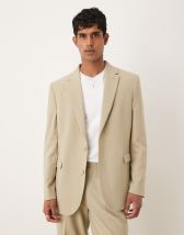 Jack & Jones Premium linen mix slim fit suit blazer in beige 