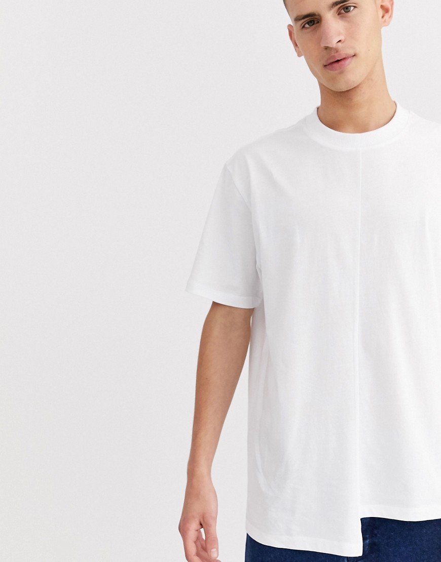 ASOS DESIGN relaxed longline t-shirt with stepped hem in white