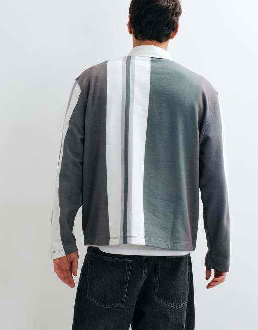 ASOS DESIGN relaxed loop back rugby with sublimitation print stripe in multi , 3 of 5