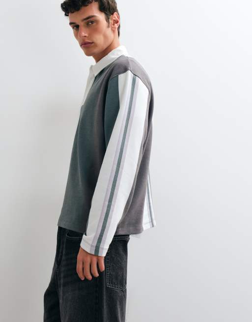 ASOS DESIGN relaxed loop back rugby with sublimitation print stripe in multi , 5 of 5