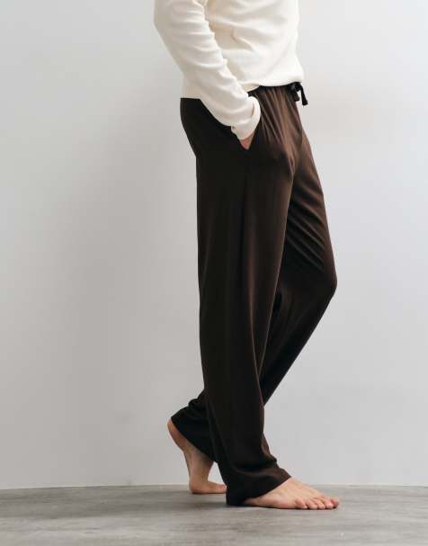 ASOS DESIGN relaxed lounge bottoms in brown - view 1