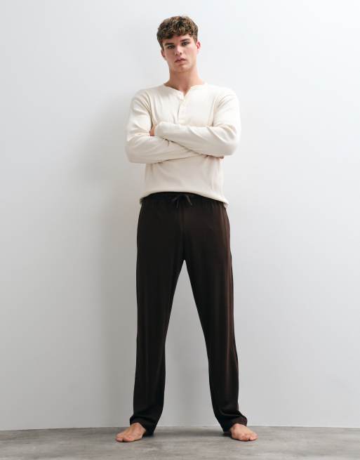 ASOS DESIGN relaxed lounge bottoms in brown, 2 of 5