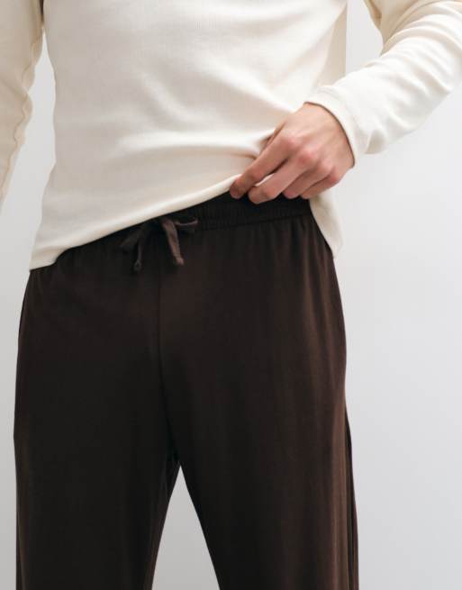 ASOS DESIGN relaxed lounge bottoms in brown, 3 of 5