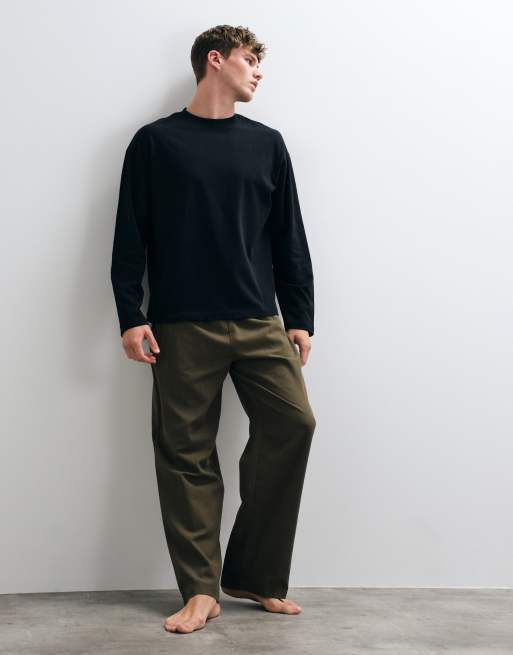 ASOS DESIGN relaxed lounge bottoms in khaki, 5 of 5