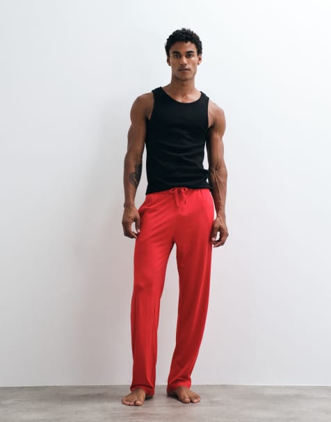 ASOS DESIGN relaxed lounge bottoms in red - view 1