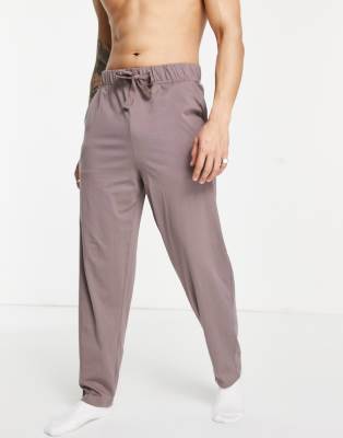 ASOS DESIGN relaxed lounge pants in brown with drawcords