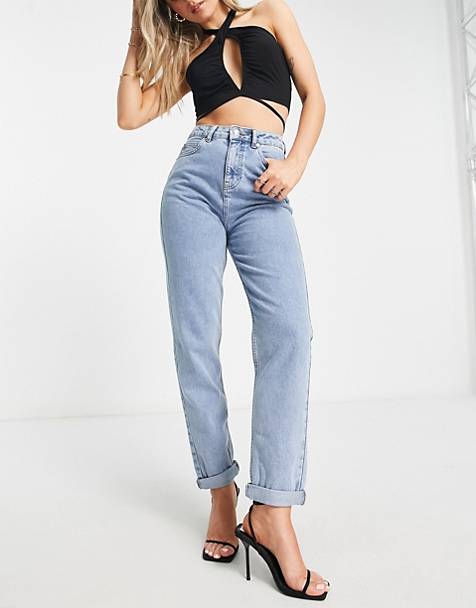 High waist longline denim shorts with pleat front in ecru ASOS Damen Kleidung Hosen & Jeans Jeans High Waisted Jeans 