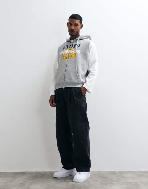ASOS DESIGN relaxed mouwloze hoodie met rits en crackle print in grijs gemêleerd - view 1