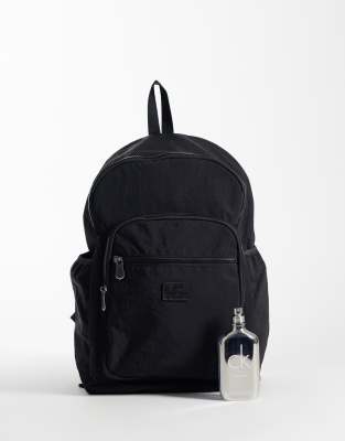Asos Design Relaxed Nylon Backpack In Black