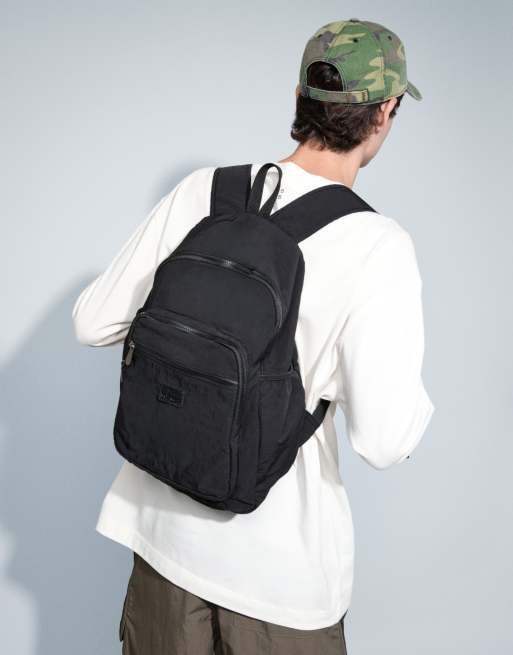 ASOS DESIGN relaxed nylon backpack in black, 3 of 7