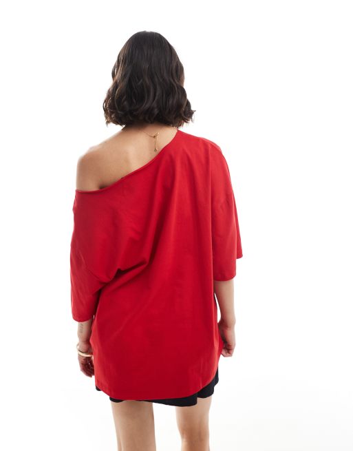 one piece dress off shoulder Off-shoulder docking one-piece dress