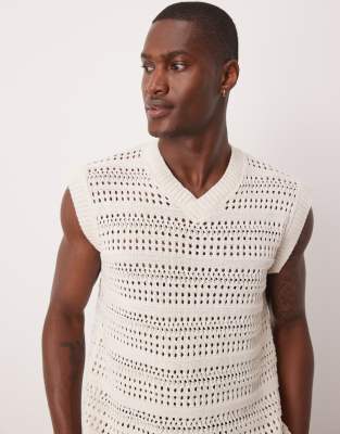 Asos Design Relaxed Open Knit Vest