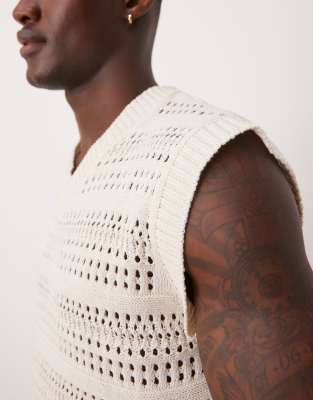 Asos Design Relaxed Open Knit Vest