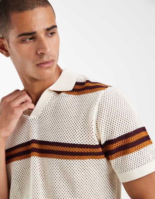 ASOS DESIGN relaxed open knitted striped notch neck in multi, 3 of 5