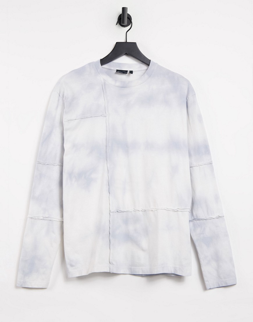 ASOS DESIGN relaxed organic long sleeve t-shirt in white tonal tie dye