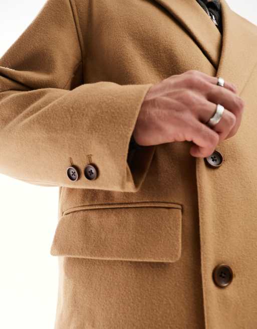 Asos camel hot sale coat mens