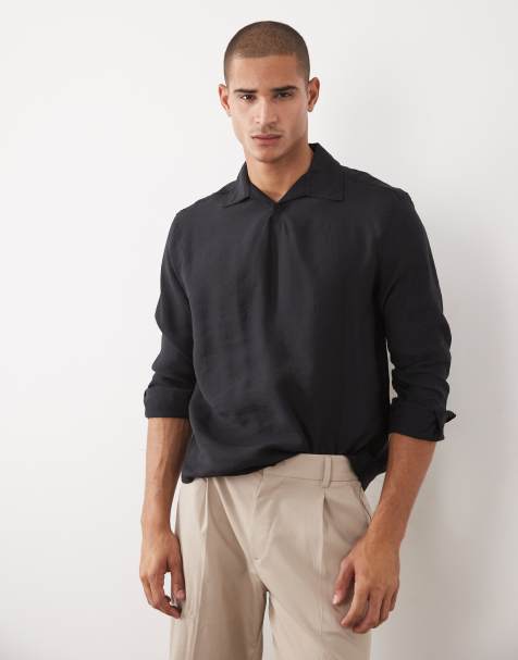 ASOS DESIGN relaxed overhead modal shirt in black - view 1