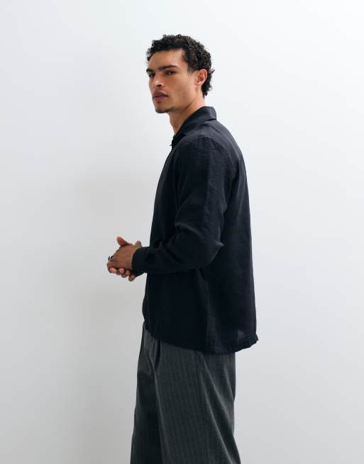 ASOS DESIGN relaxed overhead modal shirt in black, 3 of 5