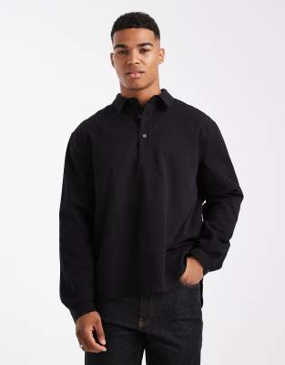 Asos Design Relaxed Overhead Shirt In Black