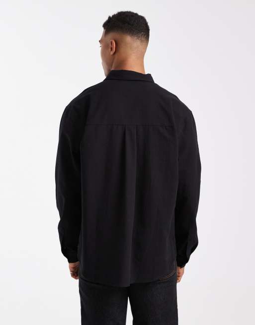 ASOS DESIGN relaxed overhead shirt in black, 3 of 5