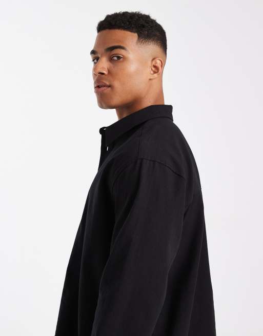 ASOS DESIGN relaxed overhead shirt in black, 4 of 5