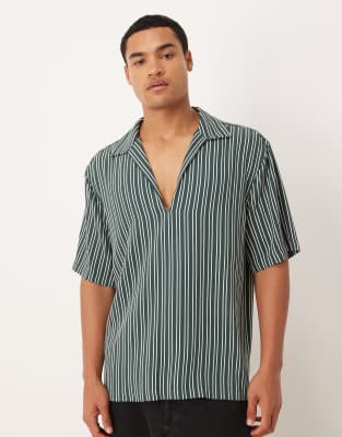 Asos Design Relaxed Overhead Shirt In Green