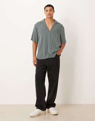 Asos Design Relaxed Overhead Shirt In Green
