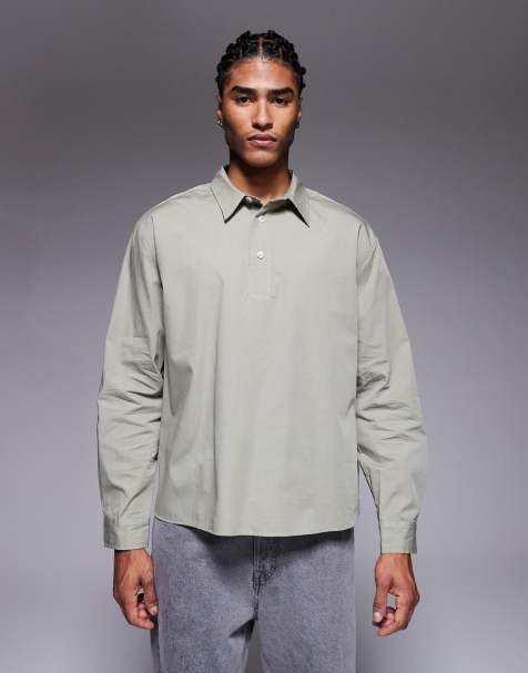 ASOS DESIGN relaxed overhead shirt in sage - view 1
