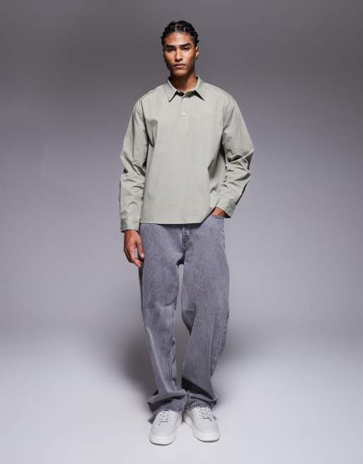 ASOS DESIGN relaxed overhead shirt in sage, 2 of 5