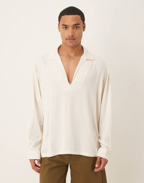 ASOS DESIGN relaxed overhead shirt in white - view 1