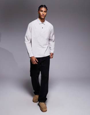 Asos Design Relaxed Overhead Shirt With Zip In White