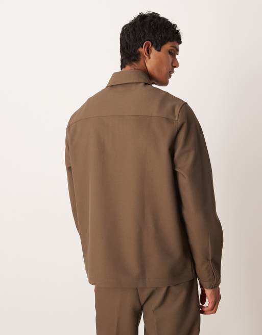 ASOS DESIGN relaxed overhead twill shirt in khaki (Part of a set), 3 of 5
