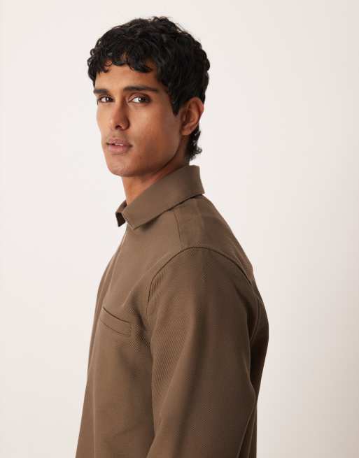 ASOS DESIGN relaxed overhead twill shirt in khaki (Part of a set), 4 of 5