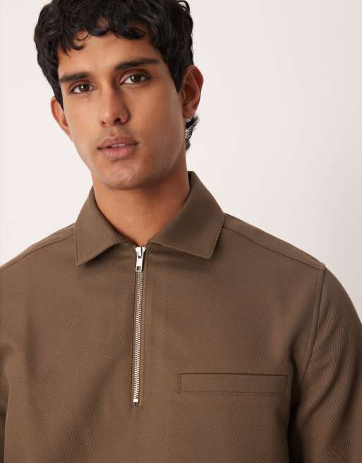 ASOS DESIGN relaxed overhead twill shirt in khaki (Part of a set), 5 of 5