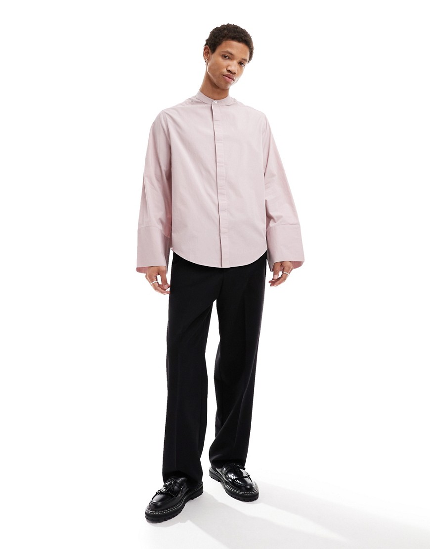 ASOS DESIGN relaxed oversized shirt with extended large cuffs in light pink