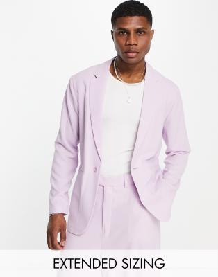 ASOS DESIGN relaxed oversized soft tailored suit jacket in lilac crepe-Purple