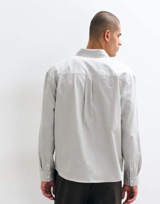 ASOS DESIGN relaxed Oxford overhemd met strepen in saliegroen, 5 van 5