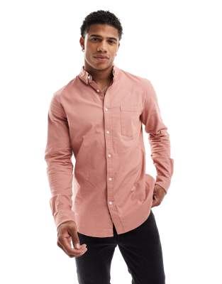 Asos Design Relaxed Oxford Shirt In Copper Brown