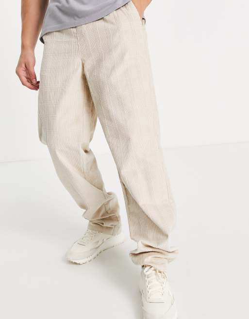 ASOS DESIGN relaxed pants in check cord design