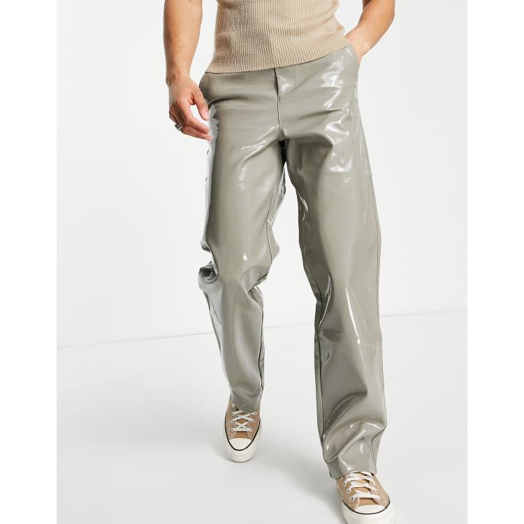 ASOS DESIGN relaxed pants in high shine faux leather | ASOS