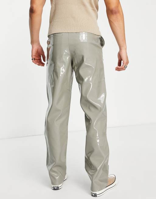 ASOS DESIGN relaxed pants in high shine faux leather | ASOS