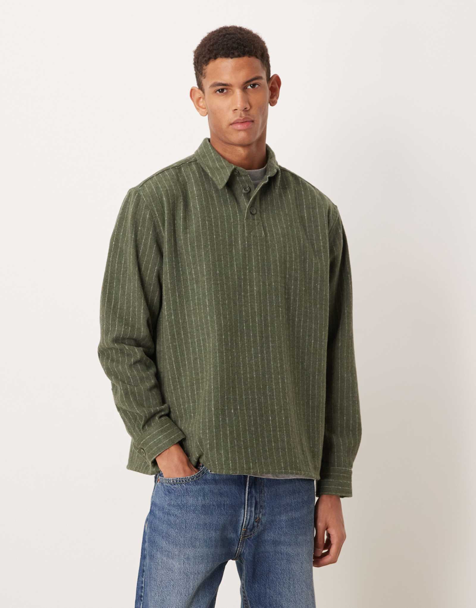 Непринужденная рубашка в тонкую полоску серого цвета от ASOS DESIGN