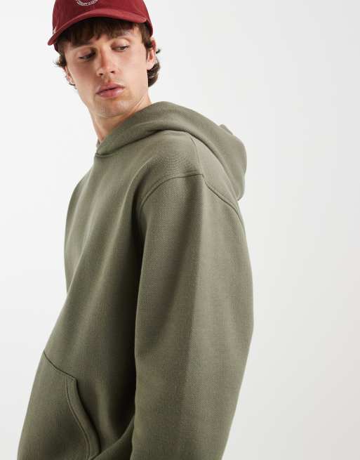 ASOS DESIGN relaxed pique hoodie co-ord in olive green, 5 of 5