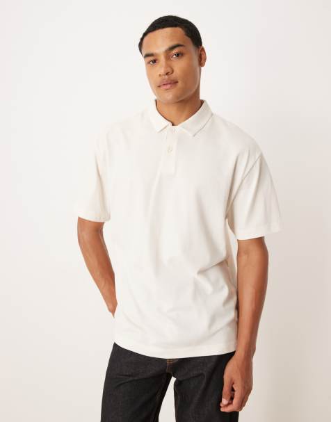 ASOS DESIGN relaxed pique polo in cream - view 1