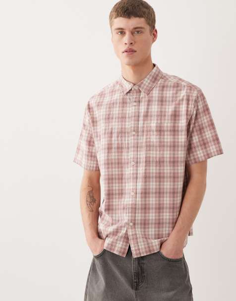 ASOS DESIGN relaxed plaid shirt in pink - view 1