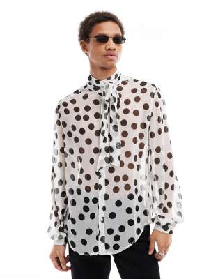 Wine Polka Dot Printed Buttoned Casual Shirt