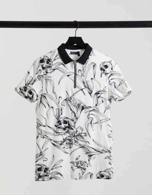 ASOS DESIGN relaxed polo in all-over print