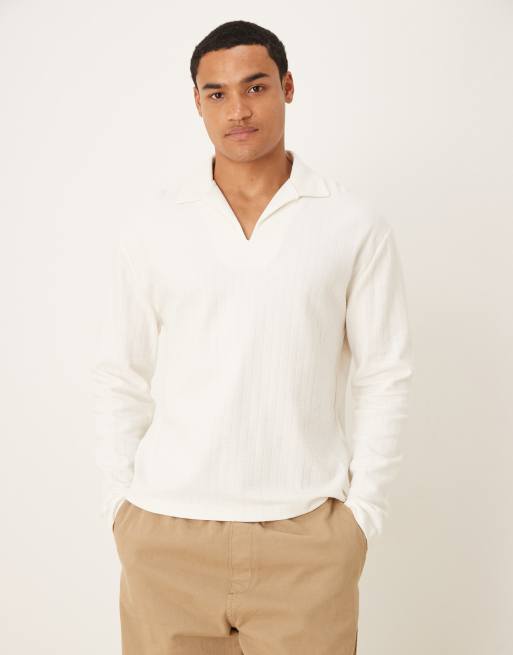 ASOS DESIGN relaxed polo in cream texture