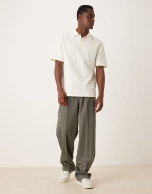 Asos Design Relaxed Polo In Neutral